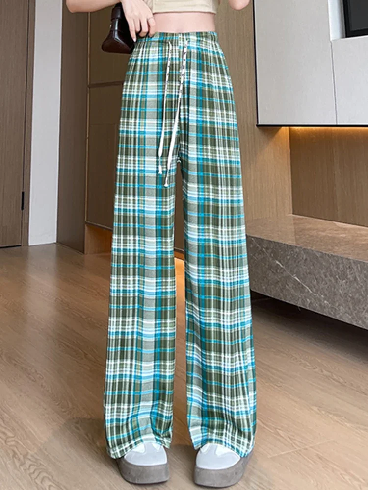 Summer Basic Drawstring High Waist Street Women Pants New Classic Plaid Loose Casual Contrast Color Simple Female Wide Leg Pants
Summer Basic Drawstring High Waist Street Women Pants New Classic Plaid Loose Casual Contrast Color Simple Female Wide Leg Pants