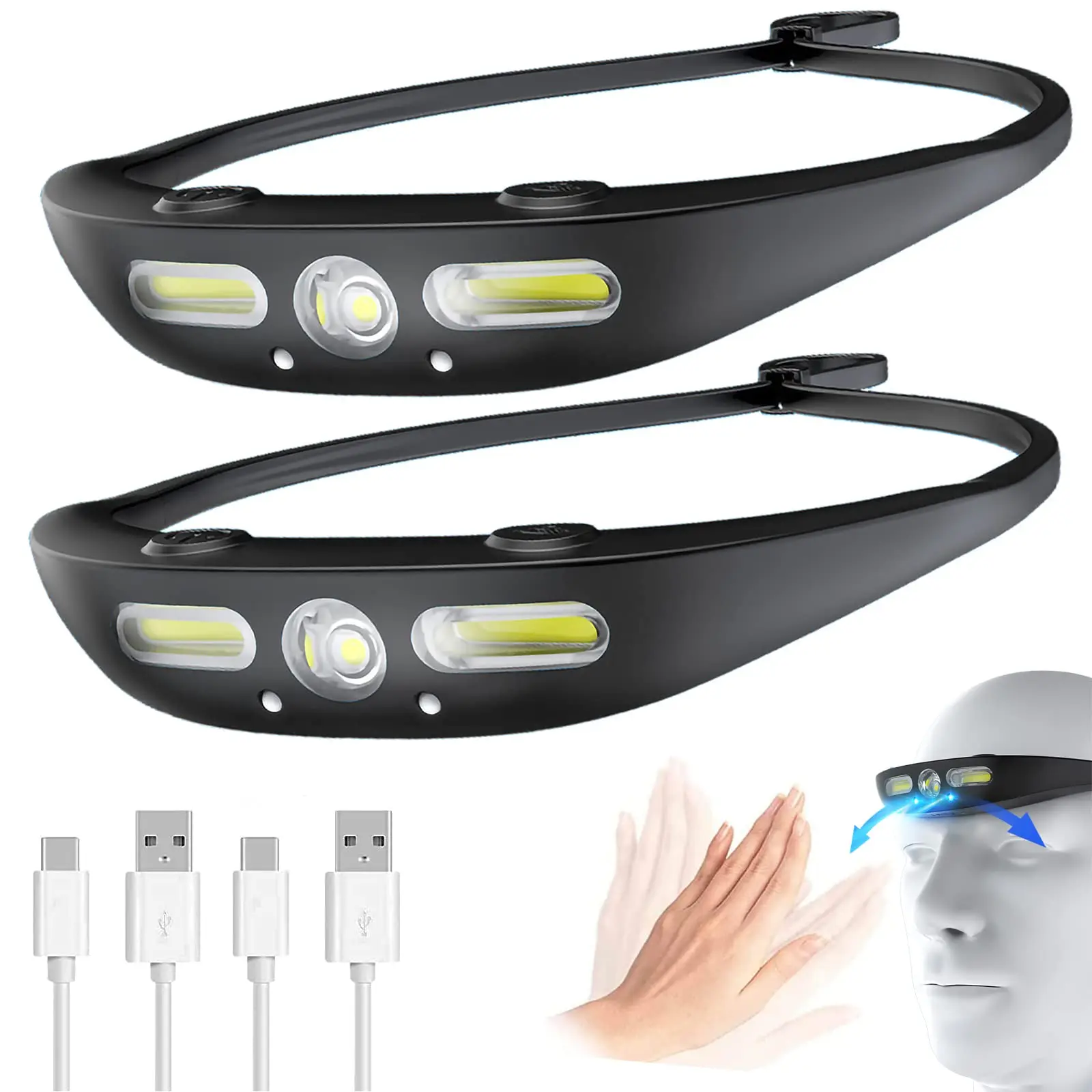2 PCS LED Headlamp Rechargeable with Motion Sensor Silicone Head Lamp for Adults and Kids 5 Modes IPX5 Waterproof Head Light
2 PCS LED Headlamp Rechargeable with Motion Sensor Silicone Head Lamp for Adults and Kids 5 Modes IPX5 Waterproof Head Light