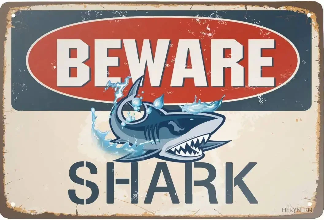 Retro Tin Signs Vintage Style Beware Of Shark Metal Sign Iron Painting for Indoor & Outdoor Home Bar Coffee Kitchen Wall Dec
Retro Tin Signs Vintage Style Beware Of Shark Metal Sign Iron Painting for Indoor & Outdoor Home Bar Coffee Kitchen Wall Dec