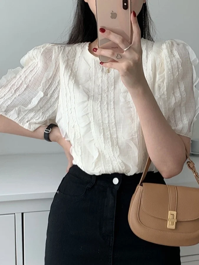 Chic Short Sleeve Shirt Women's Summer New Style Sweet Youthful Doll Top Trendy French Style Loose Fit Gingham Pleated
Chic Short Sleeve Shirt Women's Summer New Style Sweet Youthful Doll Top Trendy French Style Loose Fit Gingham Pleated