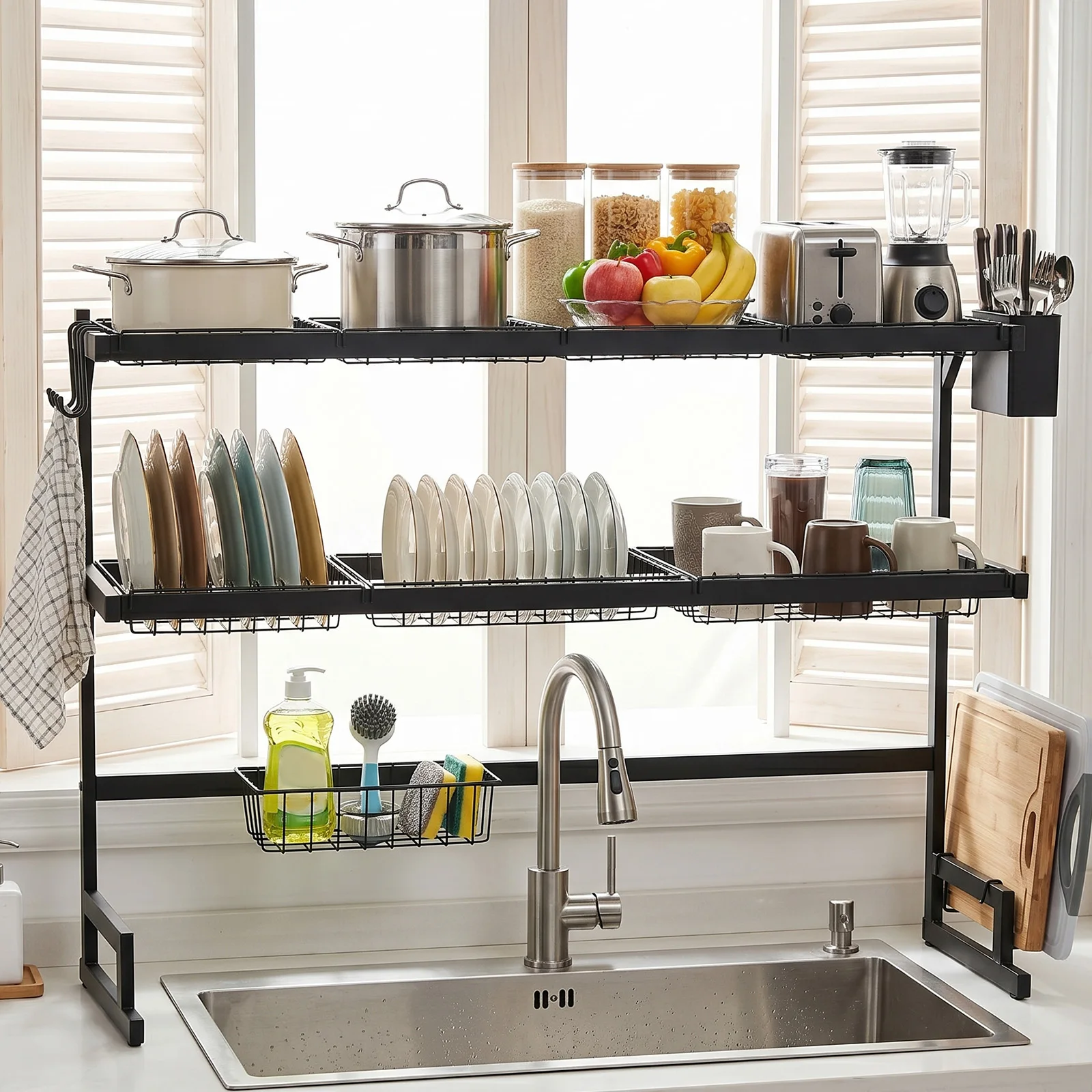 85CM Over The Sink Dish Drying Rack Large Capacity Over Sink Dishes Drainer Kitchen Counter Storage Shelf for Home Kitchen
85CM Over The Sink Dish Drying Rack Large Capacity Over Sink Dishes Drainer Kitchen Counter Storage Shelf for Home Kitchen