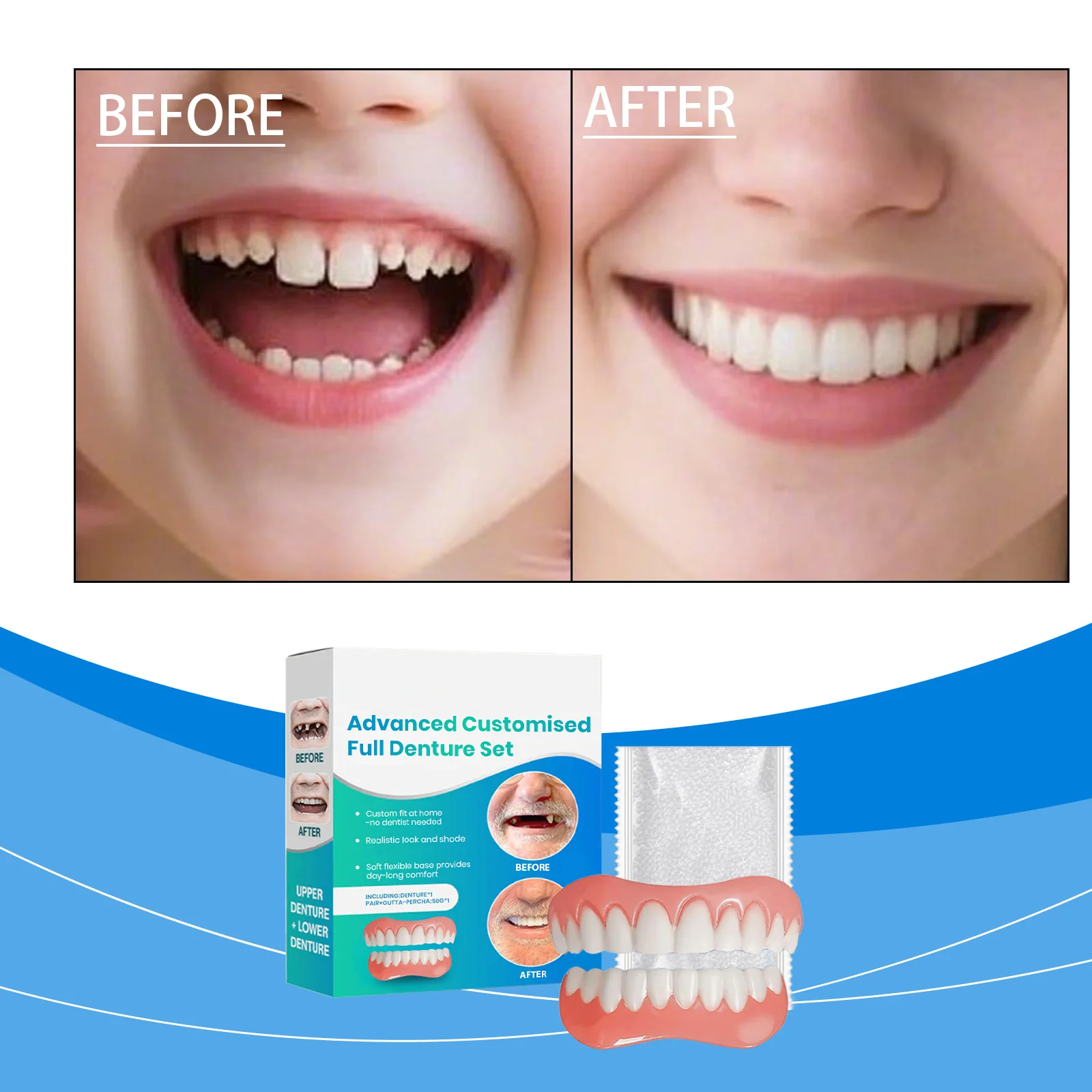 Adjustable Cosmetic Teeth Set Soft Comfort Material Perfect Smile Decoration Hide Tooth Defect Easy Install Daily Teeth Decor
Adjustable Cosmetic Teeth Set Soft Comfort Material Perfect Smile Decoration Hide Tooth Defect Easy Install Daily Teeth Decor