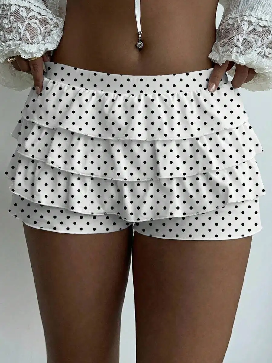 Womens Polka Dot Ruffle Skort Ultra Low Waist Casual Shorts
Womens Polka Dot Ruffle Skort Ultra Low Waist Casual Shorts