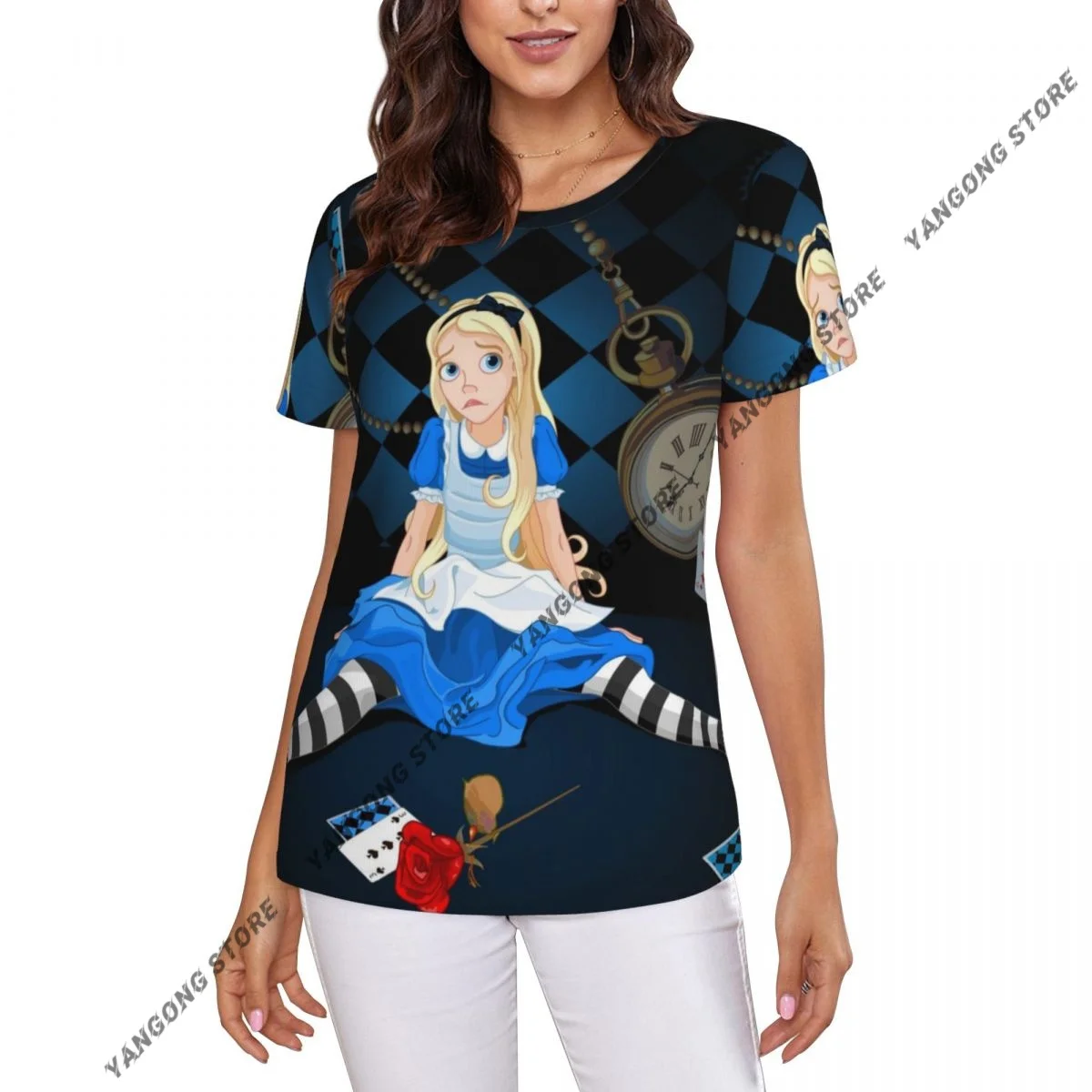 Женская повседневная футболка с коротким рукавом Confused Alice, женские футболки с круглым вырезом
Женская повседневная футболка с коротким рукавом Confused Alice, женские футболки с круглым вырезом