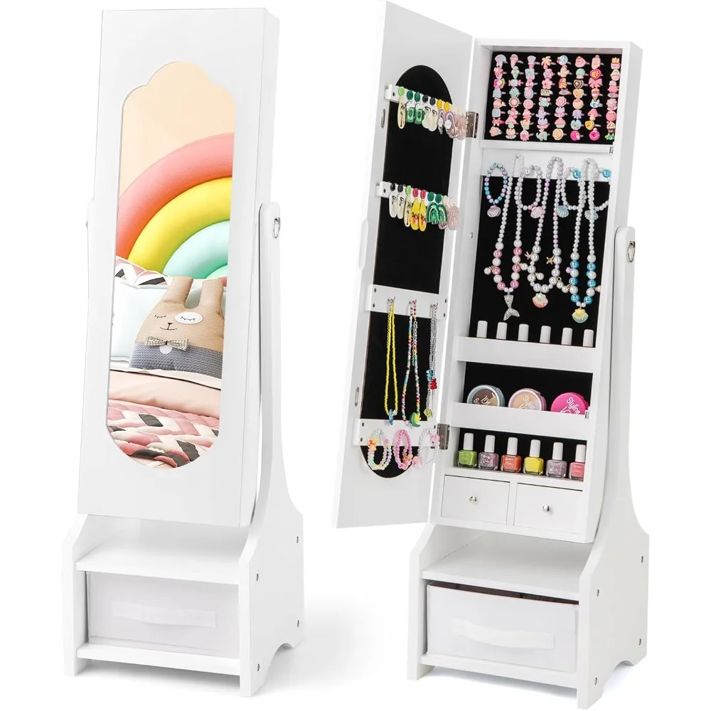 Kids Jewelry Armoire Cabinet, 41.5” Standing Jewelry Organizer with Full-Length Mirror, 3 Storage Drawers Customized
Kids Jewelry Armoire Cabinet, 41.5” Standing Jewelry Organizer with Full-Length Mirror, 3 Storage Drawers Customized