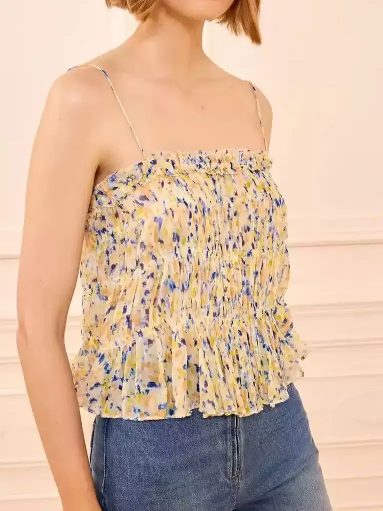 2026 Women Flower Printed Casual Camisole Sleeveless Square Collar Casual Silk Sling Top
2026 Women Flower Printed Casual Camisole Sleeveless Square Collar Casual Silk Sling Top