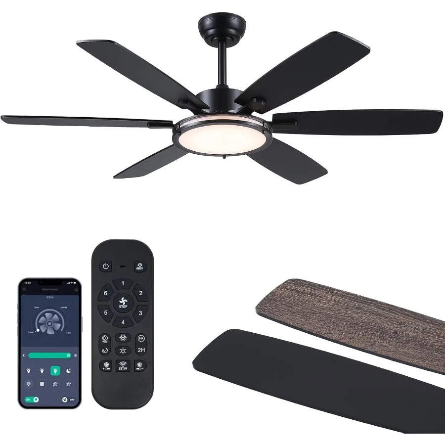 50 Modern Indoor Ceiling Fan with Light and Remote APP Control Featuring DC Reversible Motor for Quiet Operation Across 6 Speed
50 Modern Indoor Ceiling Fan with Light and Remote APP Control Featuring DC Reversible Motor for Quiet Operation Across 6 Speed