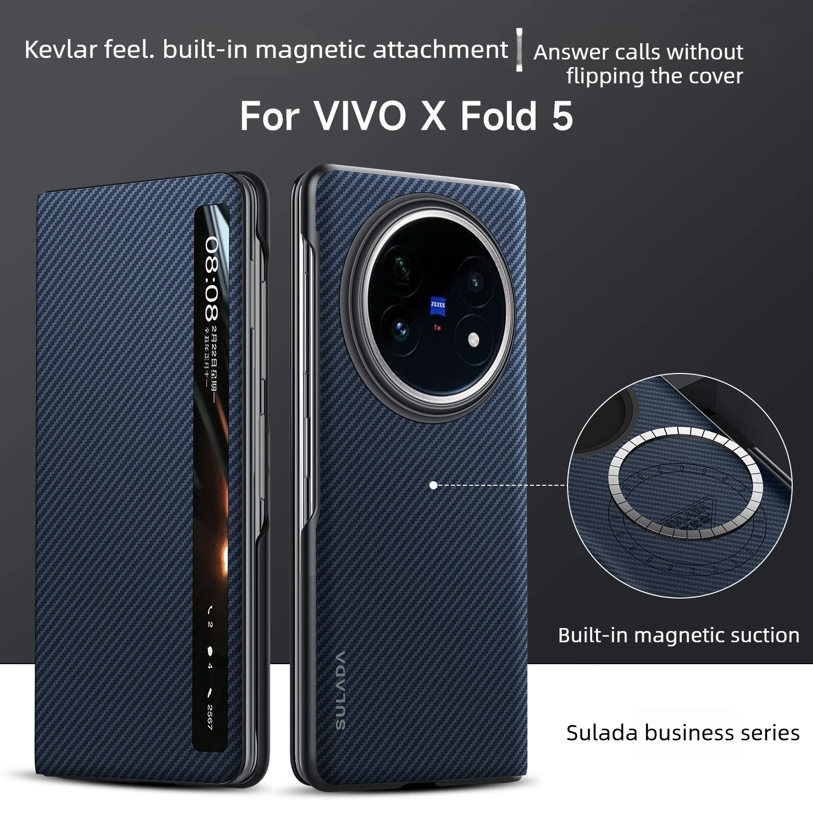 Smart Flip Leather Case for VIVO X Fold 6 5 X Fold 3/3Pro SULADA Business Kevlar Texture Smart Display Screen Magnetic Flip Case
Smart Flip Leather Case for VIVO X Fold 6 5 X Fold 3/3Pro SULADA Business Kevlar Texture Smart Display Screen Magnetic Flip Case