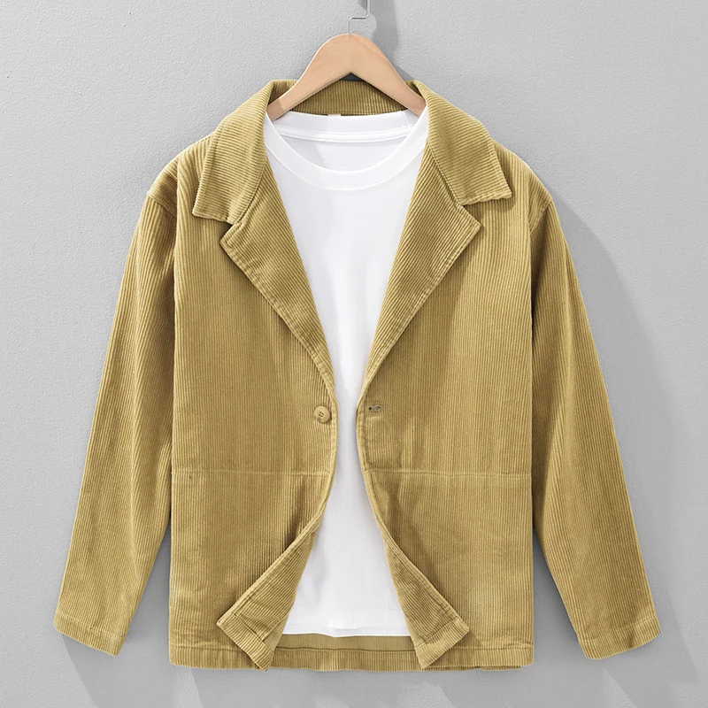 Повседневный мужской пиджак из хлопкового вельвета свободного кроя для делового стиля, весна-осень, новая модная молодежная коллекция, для городской жизни
Повседневный мужской пиджак из хлопкового вельвета свободного кроя для делового стиля, весна-осень, новая модная молодежная коллекция, для городской жизни