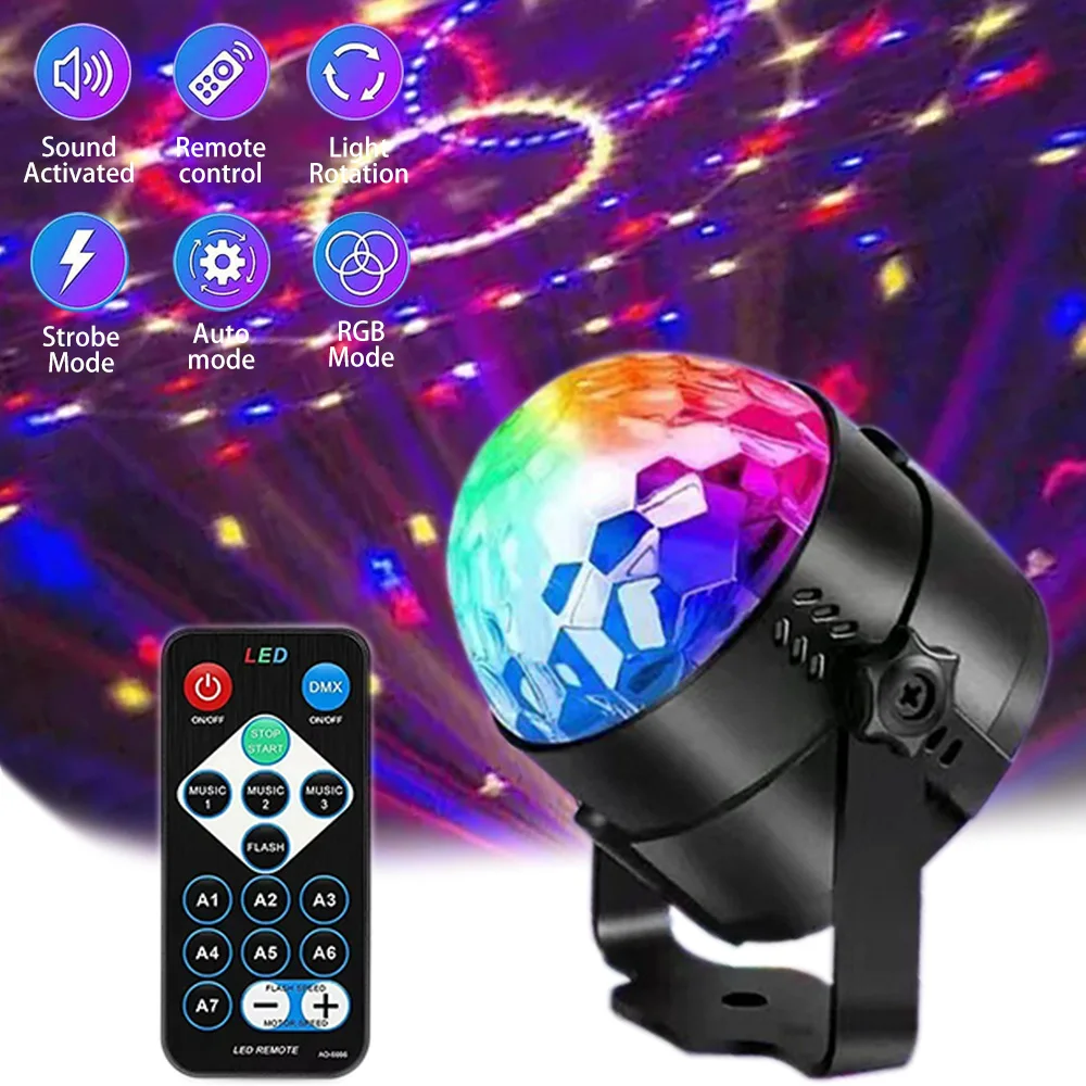 RGB LED Stage Disco Light Rotating DJ Ball Strobe Remote Sound Control Dj lights Karaoke Wedding Party Bar Club Laser Show Lamp
RGB LED Stage Disco Light Rotating DJ Ball Strobe Remote Sound Control Dj lights Karaoke Wedding Party Bar Club Laser Show Lamp