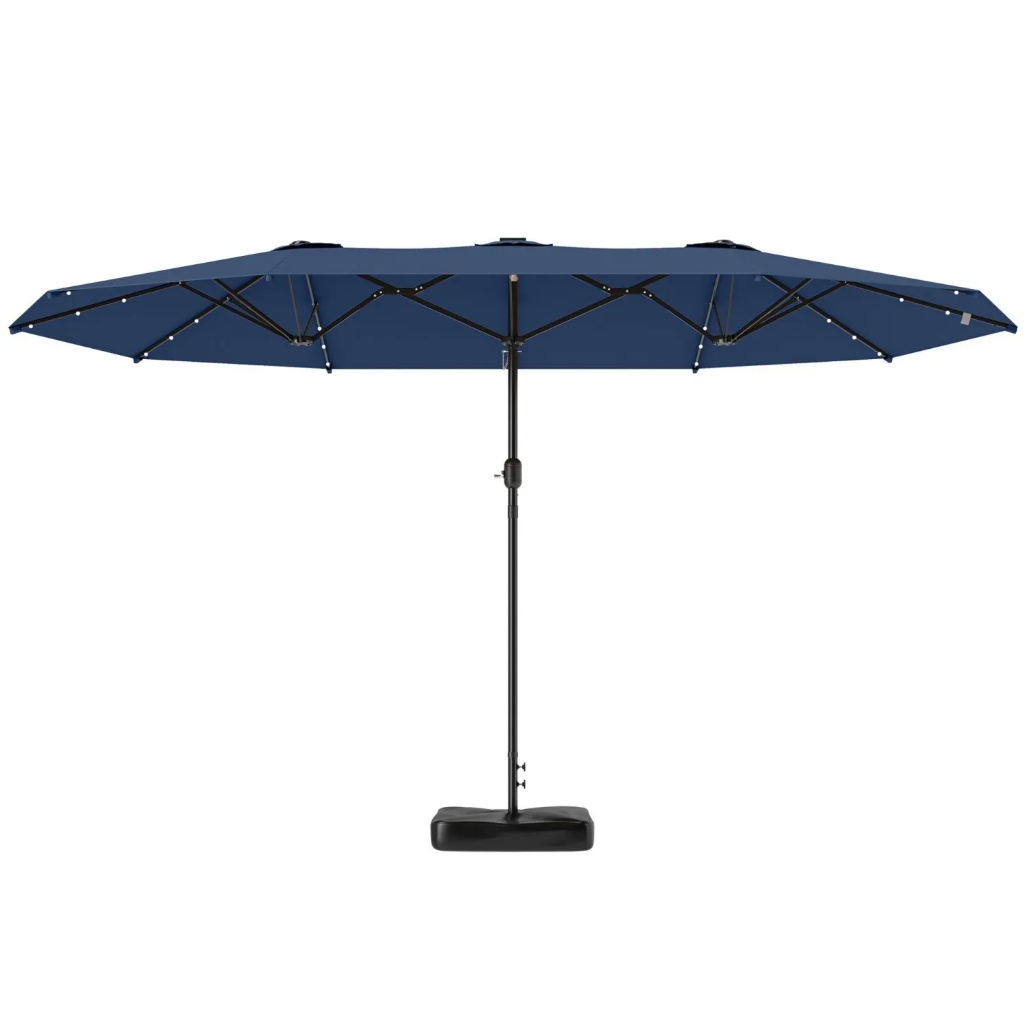 Outsunny Garden Parasol 14.4ft Double-Sided Sun Umbrella with Base, Patio Parasol with LED Solar Lights, Navy Blue
Outsunny Garden Parasol 14.4ft Double-Sided Sun Umbrella with Base, Patio Parasol with LED Solar Lights, Navy Blue
