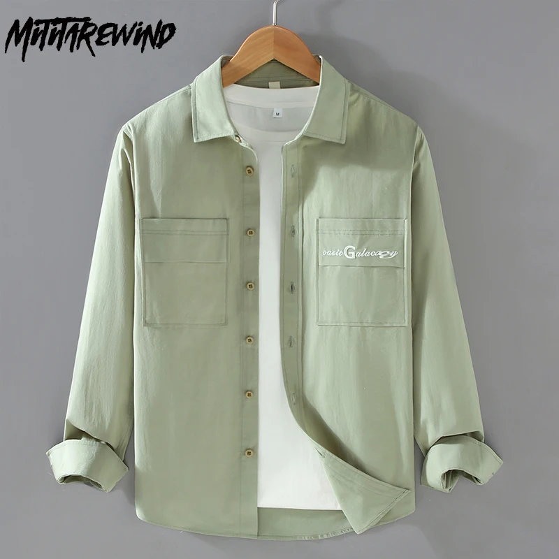 Новые мужские рубашки с длинным рукавом, весенне-летние зеленые рубашки с двойными карманами и лацканами, топы из чистого хлопка, мужская одежда в корейском стиле
Новые мужские рубашки с длинным рукавом, весенне-летние зеленые рубашки с двойными карманами и лацканами, топы из чистого хлопка, мужская одежда в корейском стиле
