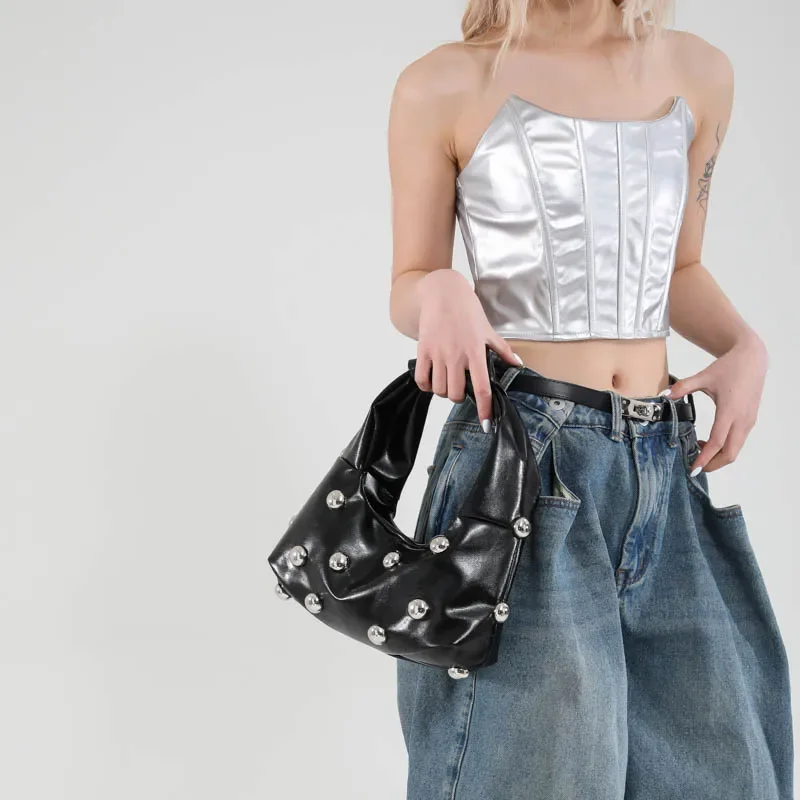 Hobo Underarm Handbag Purse Luxury Rivet Handbag Shoulder Bag Women Designer Knotted Handle Tote Clutch Bag Pu Leather Bolsos
Hobo Underarm Handbag Purse Luxury Rivet Handbag Shoulder Bag Women Designer Knotted Handle Tote Clutch Bag Pu Leather Bolsos