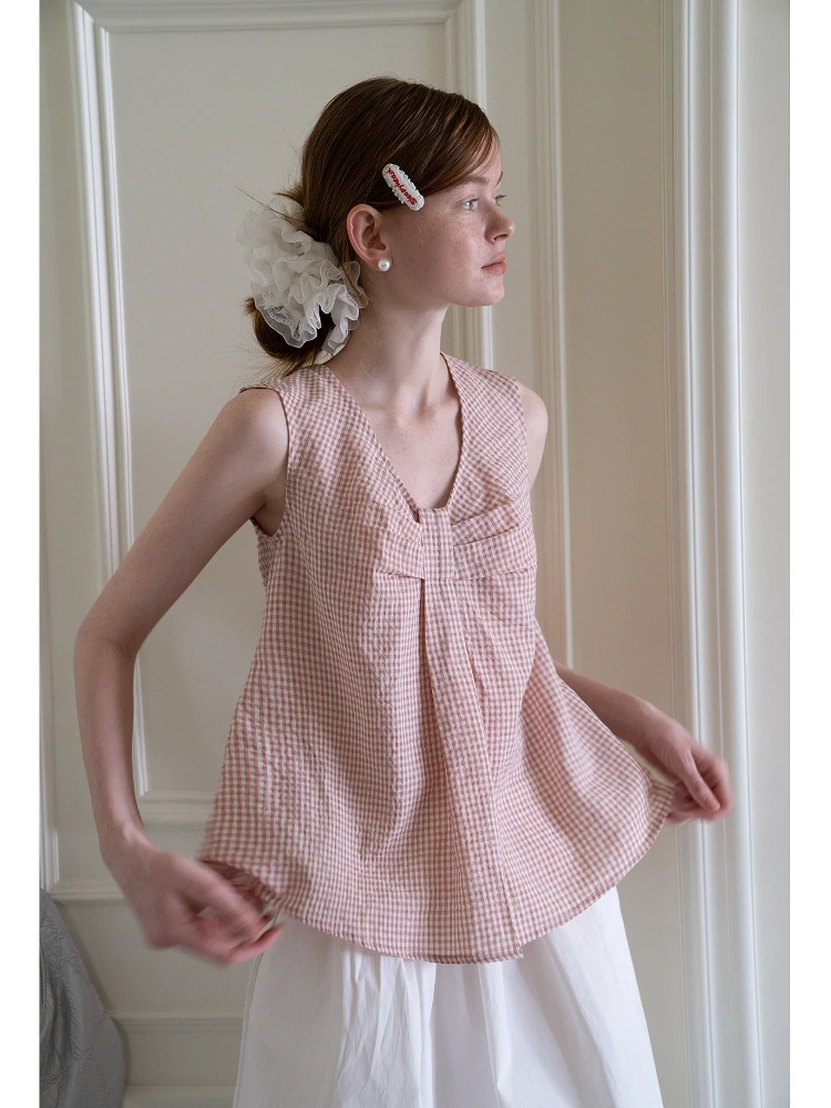 EGGKA Women's Summer Casual Plaid Vest Loose Fit Outerwear Knot Texture Detailing Korean Sle Polyester Fiber
EGGKA Women's Summer Casual Plaid Vest Loose Fit Outerwear Knot Texture Detailing Korean Sle Polyester Fiber