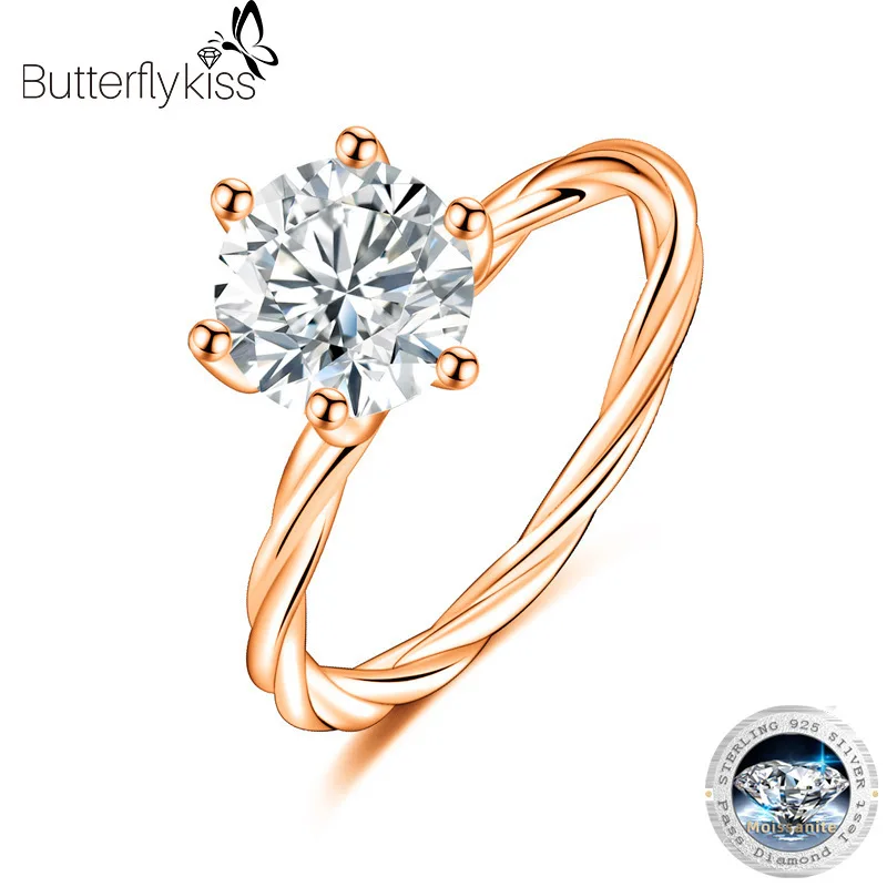 Butterflykiss 925 Sterling Silver Rose Gold Plated Twisted Vine Rings For Women Round Luxury Moissanite Diamond Wedding Jewelry
Butterflykiss 925 Sterling Silver Rose Gold Plated Twisted Vine Rings For Women Round Luxury Moissanite Diamond Wedding Jewelry