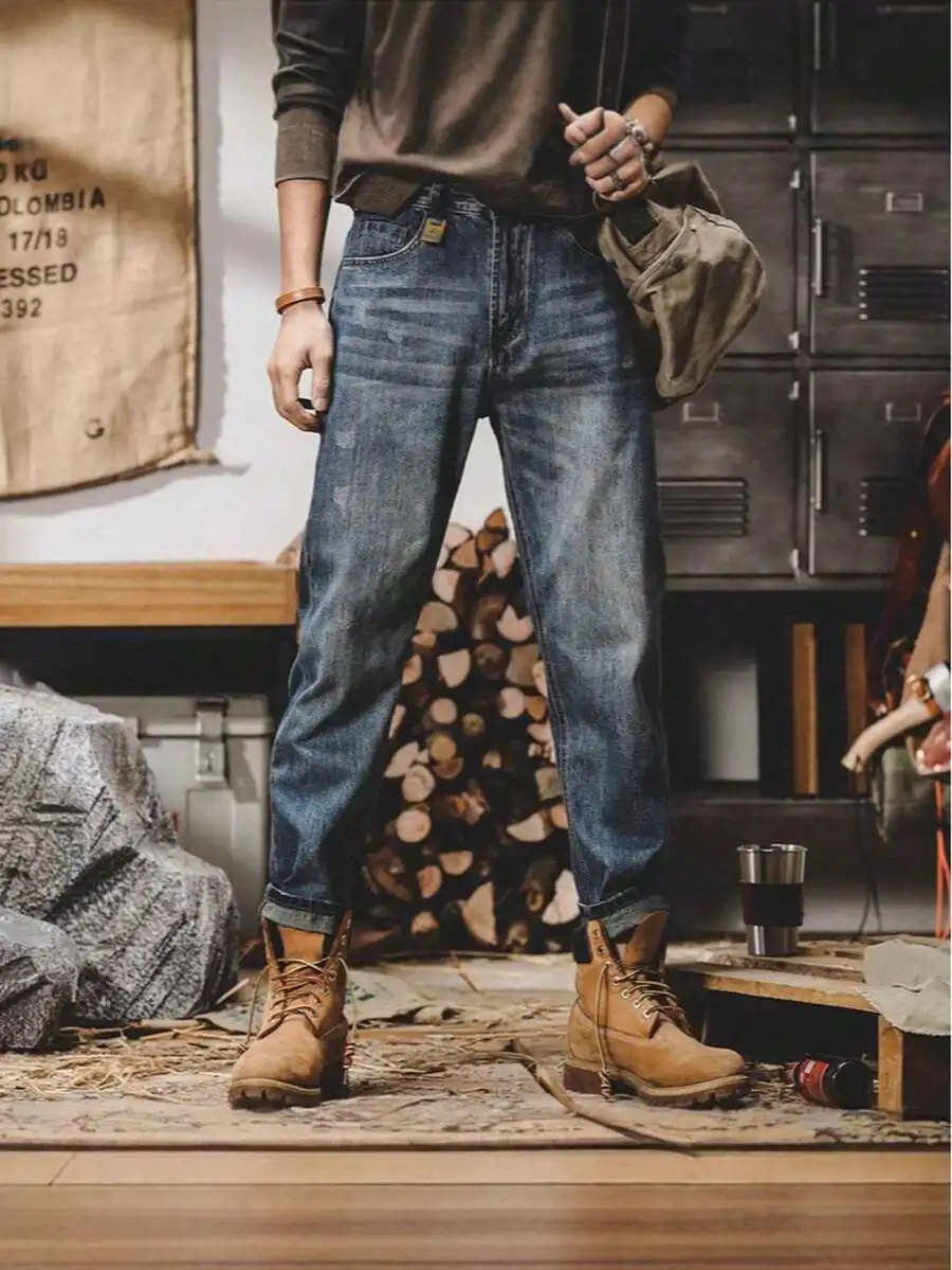 Mens Loose Straight Leg Washed Denim Jeans American Retro Casual Style
Mens Loose Straight Leg Washed Denim Jeans American Retro Casual Style