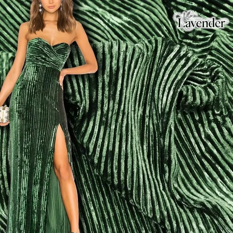Hunter Green Elegant Striped Velvet Fabric Pleated Velvet Fabric Niche Long Dress Pleated Women's Dress Designer Clothing Fabric
Hunter Green Elegant Striped Velvet Fabric Pleated Velvet Fabric Niche Long Dress Pleated Women's Dress Designer Clothing Fabric