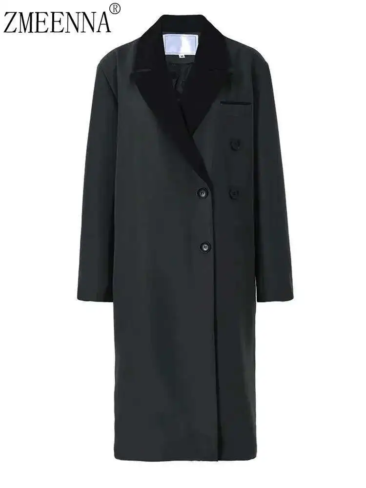 ZMEENNA Gray Big Size color-block Long Trench Women New Lapel Long Sleeve Loose Windbreaker Fashion Spring Autumn 2024 ZM24
ZMEENNA Gray Big Size color-block Long Trench Women New Lapel Long Sleeve Loose Windbreaker Fashion Spring Autumn 2024 ZM24