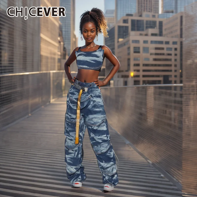 CHICEVER Sexy Spliced Pocket Two Piece Set For Women Square Collar Camisole Top High Waist Cargo Pant Fashion Sets Female New
CHICEVER Sexy Spliced Pocket Two Piece Set For Women Square Collar Camisole Top High Waist Cargo Pant Fashion Sets Female New