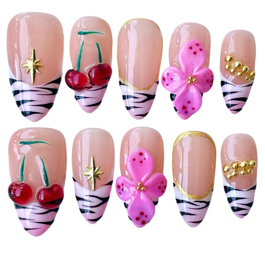 Ручной работы Press On Nails 3D Flower Cherry Blossom Design для весенней моды средней миндальной формы с телесной розовой основой и черным зимой
Ручной работы Press On Nails 3D Flower Cherry Blossom Design для весенней моды средней миндальной формы с телесной розовой основой и черным зимой