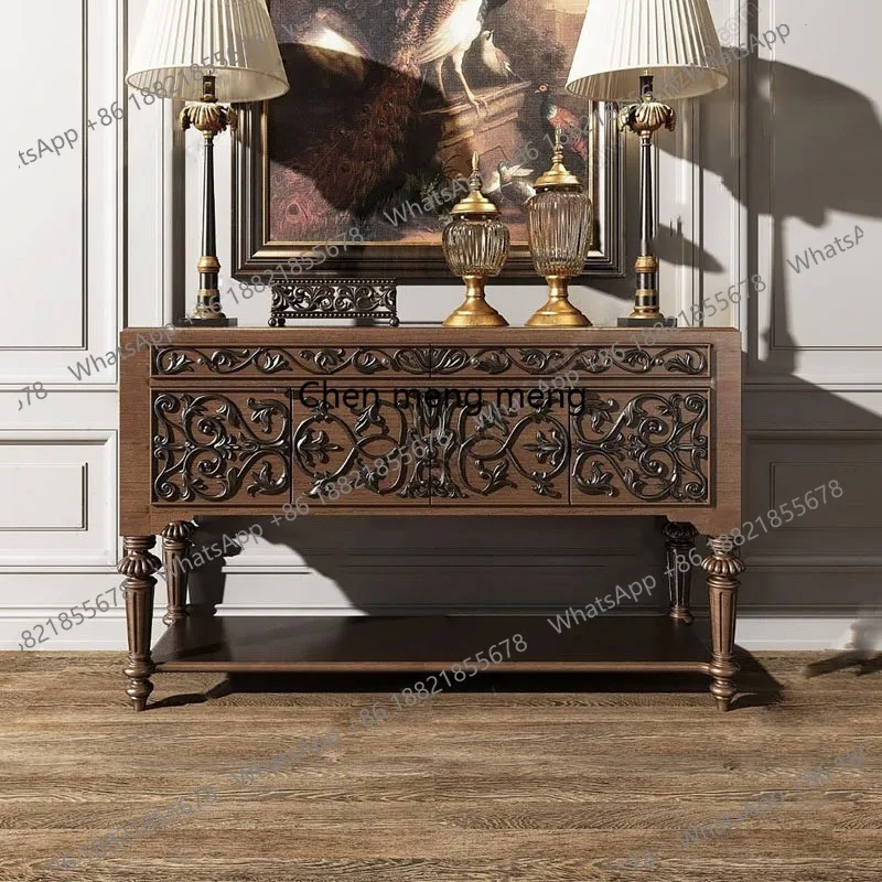 French solid wood entrance entrance cabinet, antique and retro carving, dining side, storage and decoration cabinet
French solid wood entrance entrance cabinet, antique and retro carving, dining side, storage and decoration cabinet