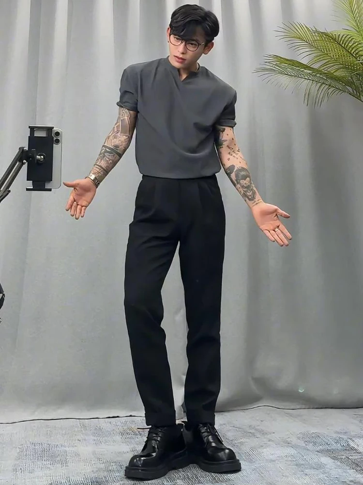 Gourge Black Ice Silk Men's Straight Leg Pants Summer Thin Formal Trousers Drapey High-End Feeling Casual Youth Active Style
Gourge Black Ice Silk Men's Straight Leg Pants Summer Thin Formal Trousers Drapey High-End Feeling Casual Youth Active Style