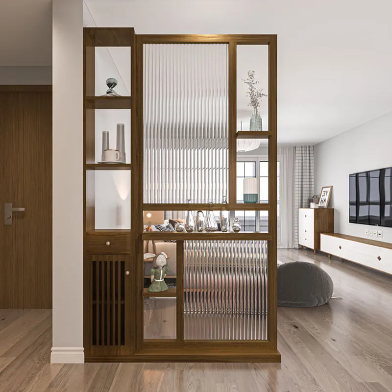 Glass screen partition New Chinese solid wood porch cabinet rack
Glass screen partition New Chinese solid wood porch cabinet rack