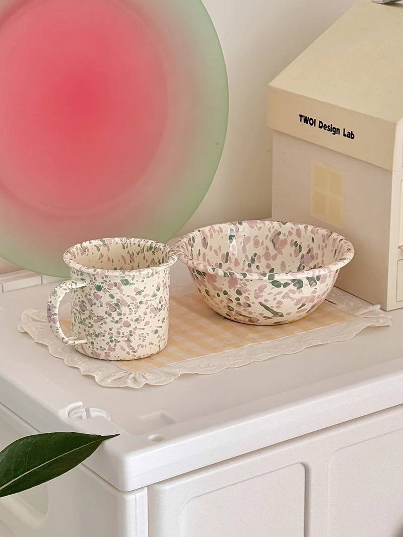 Lao Ma Korean Sle Ins Splaed Ink Enamel Cam Water Cup Oats Bowl Yogurt Bowl Mugs Coffee Cup Retro for Adults 350ml
Lao Ma Korean Sle Ins Splaed Ink Enamel Cam Water Cup Oats Bowl Yogurt Bowl Mugs Coffee Cup Retro for Adults 350ml