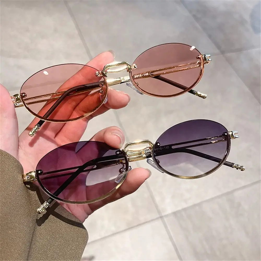 Vintage Metal Punk Sunglasses Rimless Oval Sun Glasses Trendy Frameless Shades UV400 Protection Gradient Lens Glasses
Vintage Metal Punk Sunglasses Rimless Oval Sun Glasses Trendy Frameless Shades UV400 Protection Gradient Lens Glasses