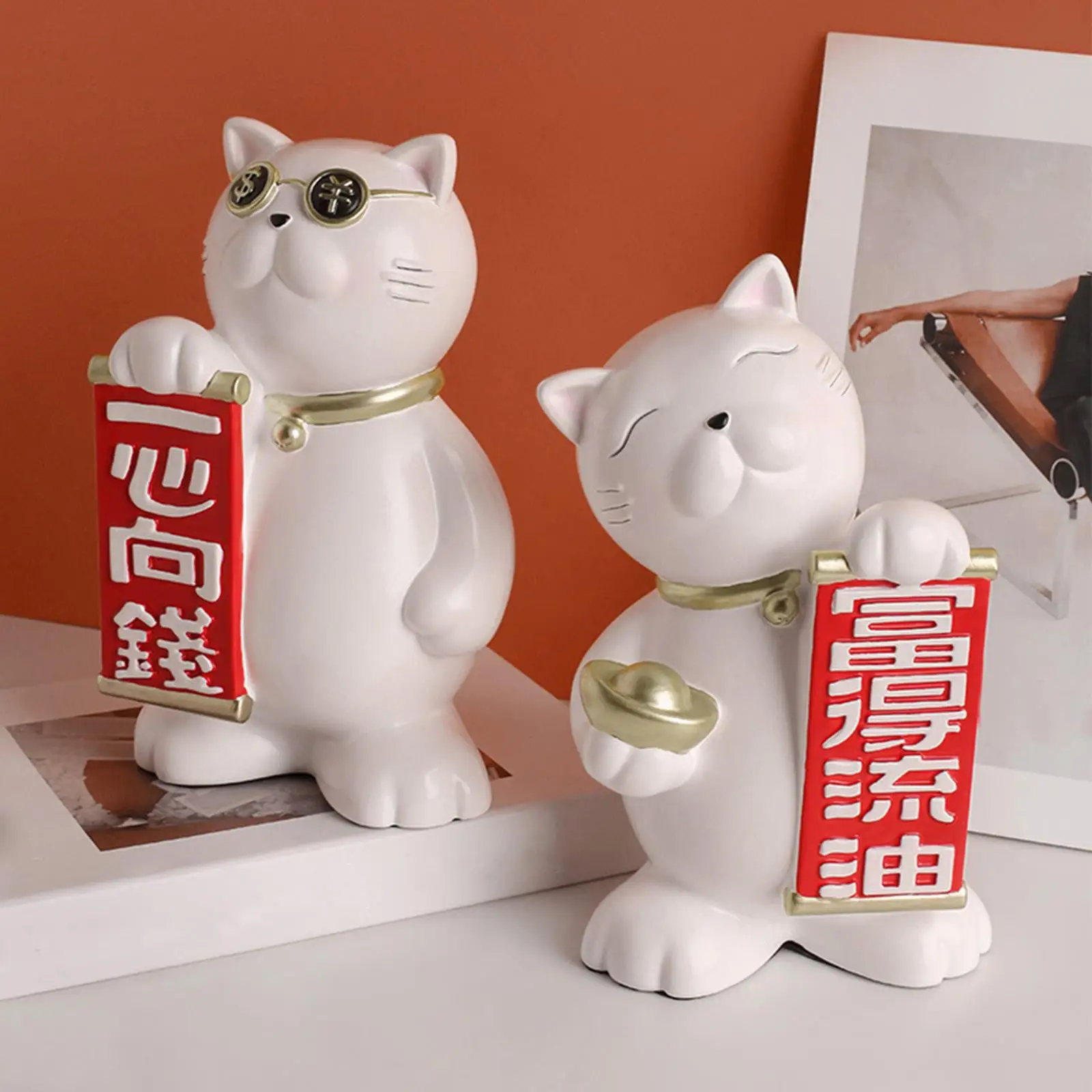 2x Modern Lucky Cat Figurine Sculpture Animal Statue Collectible Ornament for Home Office Tabletop Shelf Bedroom Decor
2x Modern Lucky Cat Figurine Sculpture Animal Statue Collectible Ornament for Home Office Tabletop Shelf Bedroom Decor