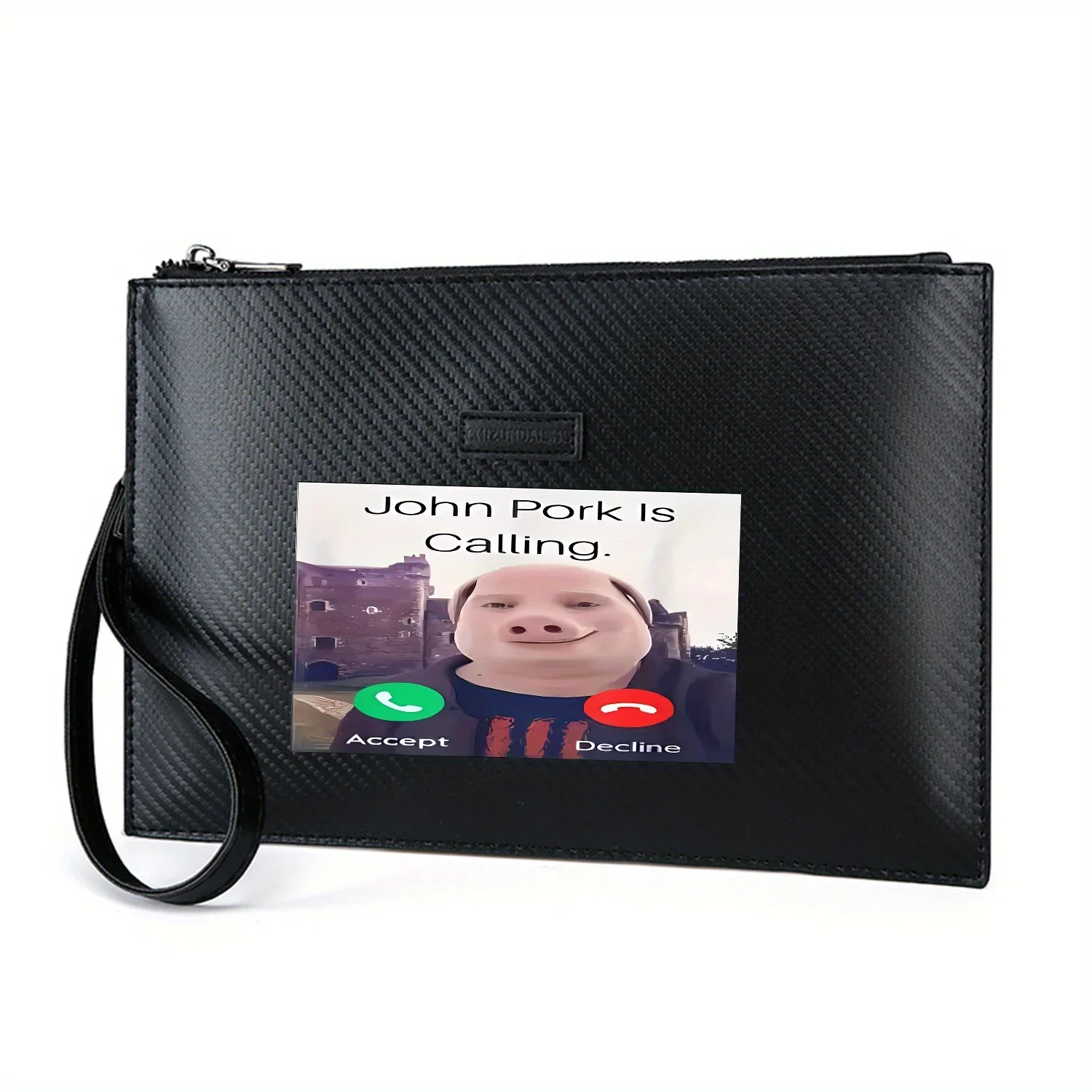 Pig face calling John,decline or accept. Elegant Printed PU Men's Handbag Fashionable and Practical for Everyday Carry
Pig face calling John,decline or accept. Elegant Printed PU Men's Handbag Fashionable and Practical for Everyday Carry