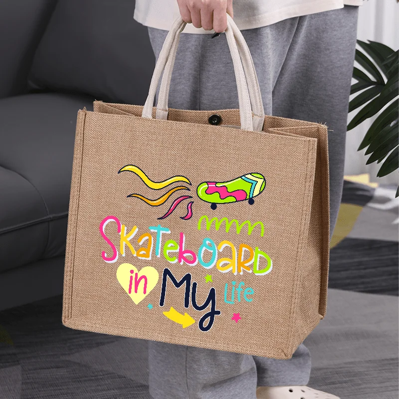 Skateboard Love & Style Hemp Burlap Tote Bag for Women - Spacious, Portable Shoulder Bag with Fixed Straps - Ideal for Travel,
Skateboard Love & Style Hemp Burlap Tote Bag for Women - Spacious, Portable Shoulder Bag with Fixed Straps - Ideal for Travel,