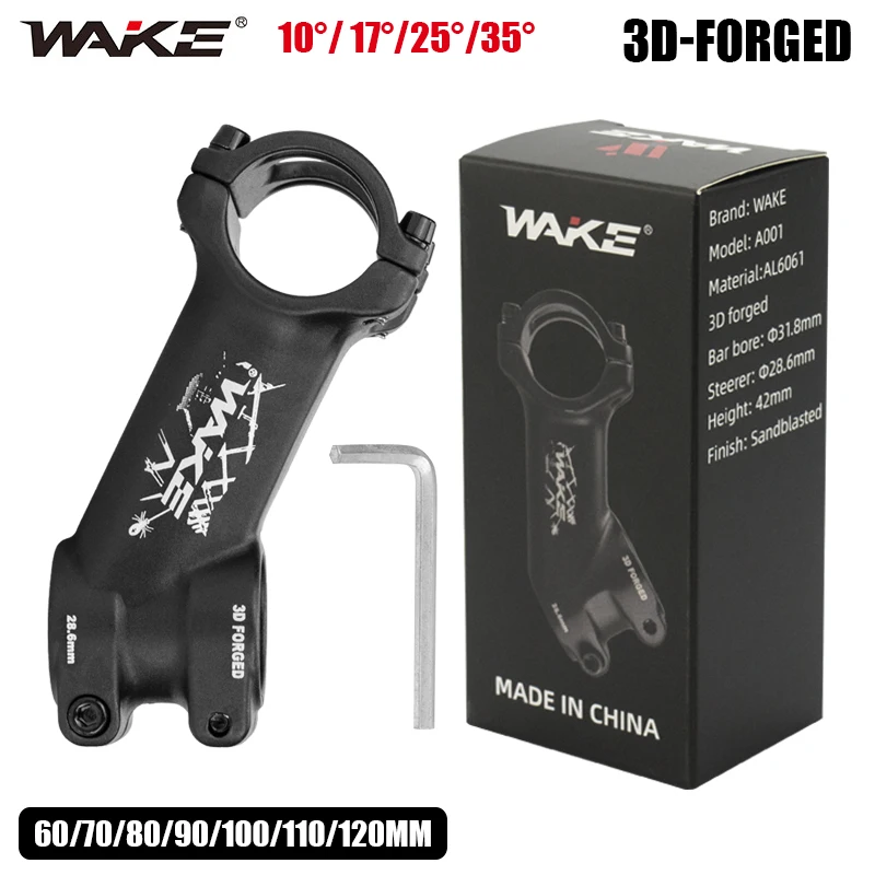 WAKE 10° 17° 25° 35° Bicycle Handlebar Stem Ultralight CNC Aluminum Alloy Bike Table 60/70/80/90/100/110/120mm Bicycle Stem
WAKE 10° 17° 25° 35° Bicycle Handlebar Stem Ultralight CNC Aluminum Alloy Bike Table 60/70/80/90/100/110/120mm Bicycle Stem