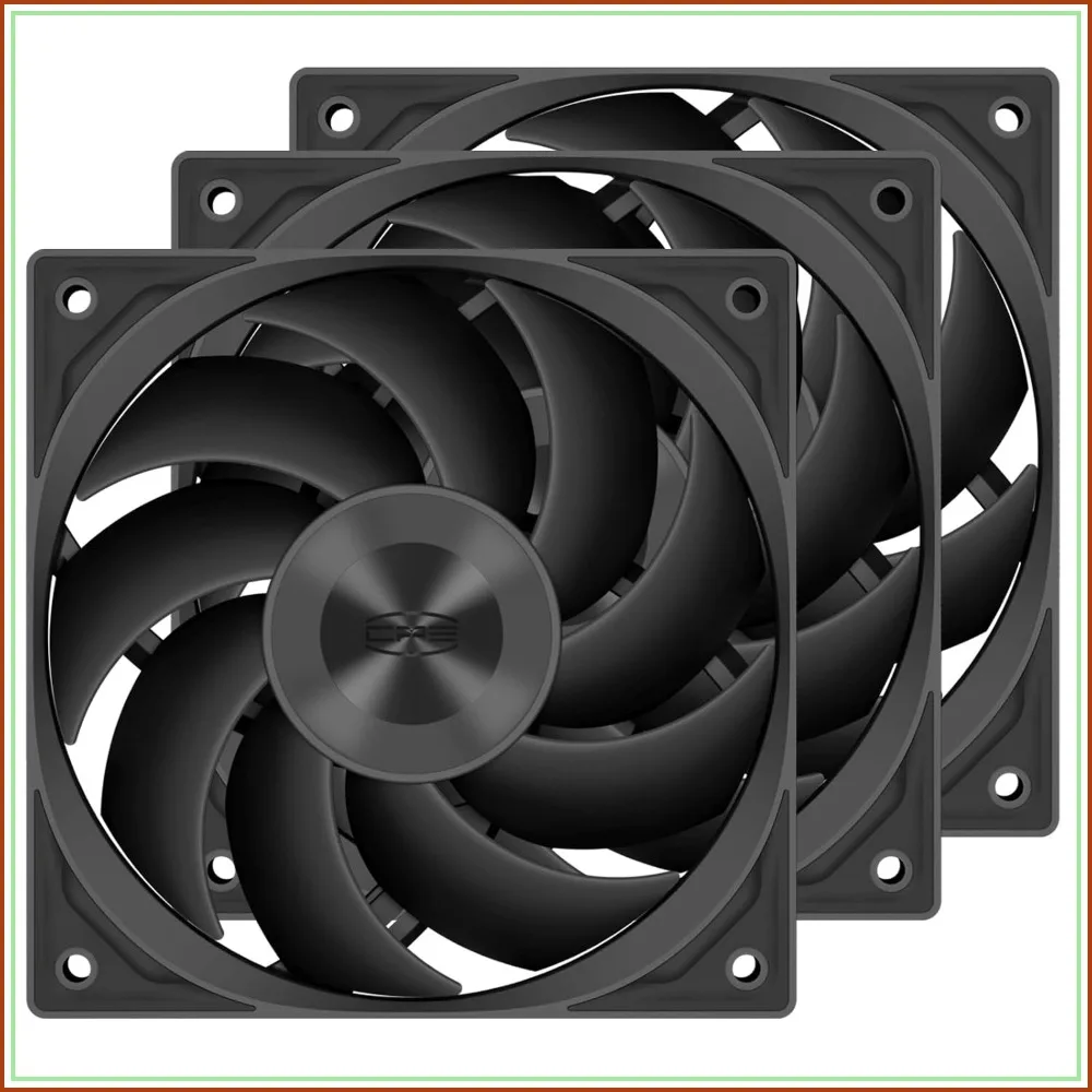 3in1 120mm Case Fan, 3 Packs F5 R120 2200RPM FDB PWM 4-Pin Daisy Chain, 86CFM 3.2mmH2O 3 Mode for CPU Liquid Cooler, Air Cooler Black
3in1 120mm Case Fan, 3 Packs F5 R120 2200RPM FDB PWM 4-Pin Daisy Chain, 86CFM 3.2mmH2O 3 Mode for CPU Liquid Cooler, Air Cooler Black