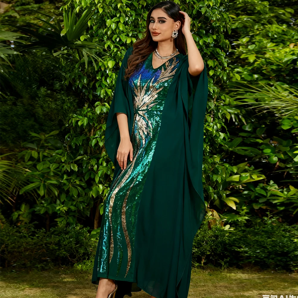 Eid Djellaba Sequin Muslim Women Loose Maxi Dress with Inner Dresses Dubai Abaya Turkey Kaftan Ramadan Islam Jalabiya Kebaya Set
Eid Djellaba Sequin Muslim Women Loose Maxi Dress with Inner Dresses Dubai Abaya Turkey Kaftan Ramadan Islam Jalabiya Kebaya Set