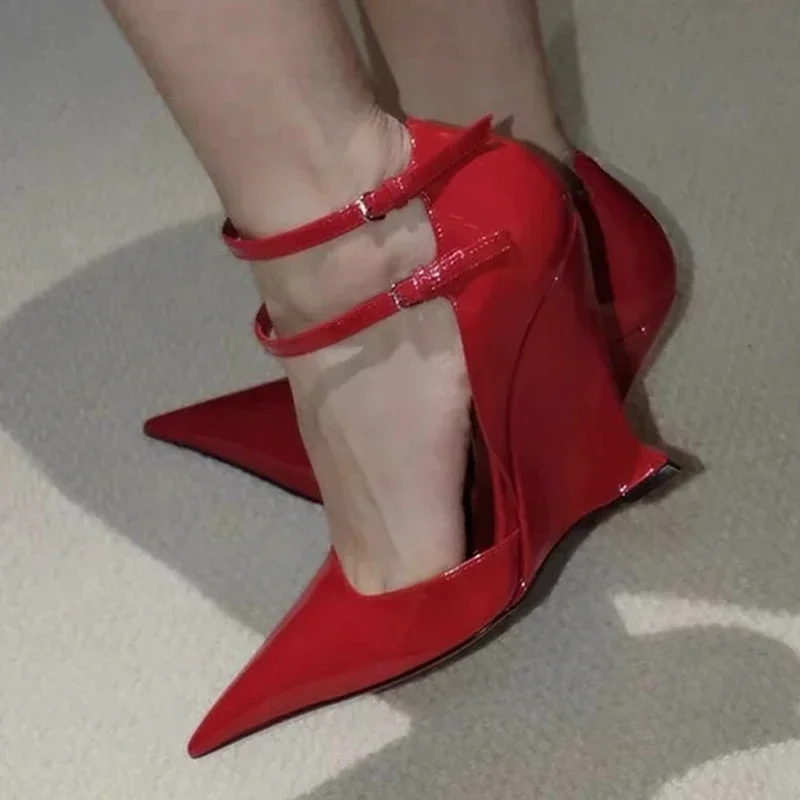 Elegant Red Patent Leather Wedges High Heels Women Sexy Pointed Toe Pumps Fashion Double Buckle Strap Ladies Party Dress Shoes
Elegant Red Patent Leather Wedges High Heels Women Sexy Pointed Toe Pumps Fashion Double Buckle Strap Ladies Party Dress Shoes