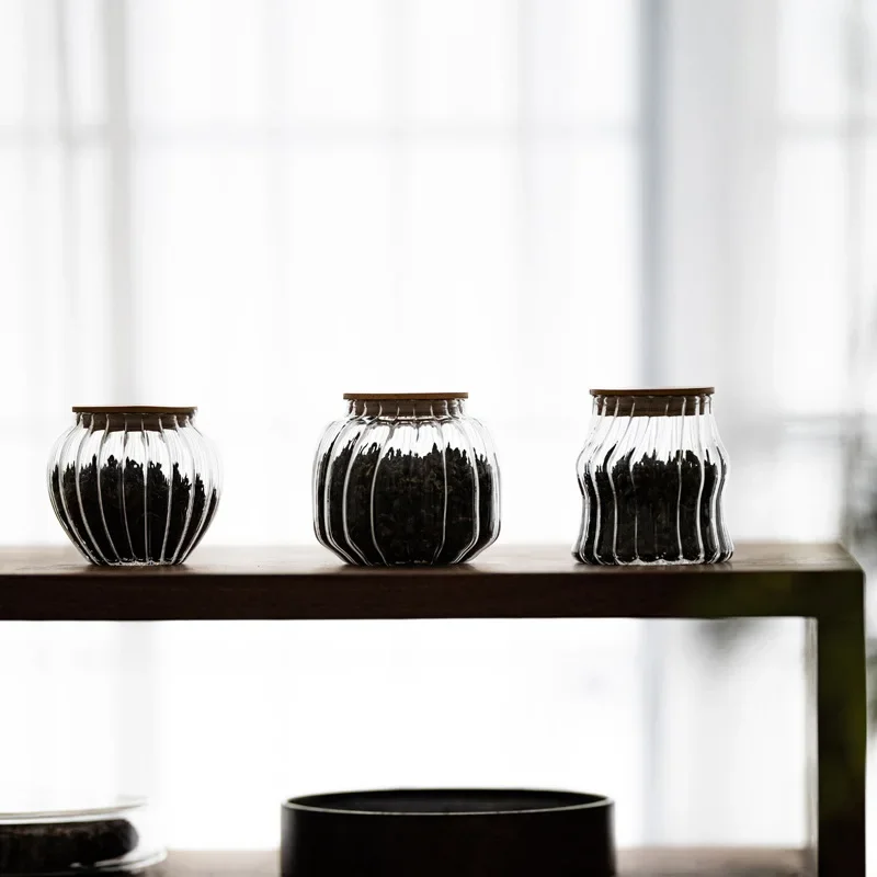 Vertical Pattern Glass Tea Can Bamboo Cover Sealed Small Size Mini-Portable Coffee Beans Storage Tank Tea Jar Tea Container
Vertical Pattern Glass Tea Can Bamboo Cover Sealed Small Size Mini-Portable Coffee Beans Storage Tank Tea Jar Tea Container