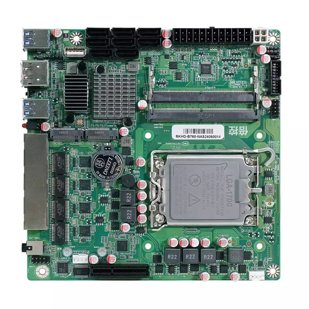 AU32-Mini ITX B760 NAS Motherboard Home Processor LGA1700 CPU 2xDDR5 4xi226 2.5G 2xM.2 NVME 8xSATA Qnas Firewall Server
AU32-Mini ITX B760 NAS Motherboard Home Processor LGA1700 CPU 2xDDR5 4xi226 2.5G 2xM.2 NVME 8xSATA Qnas Firewall Server