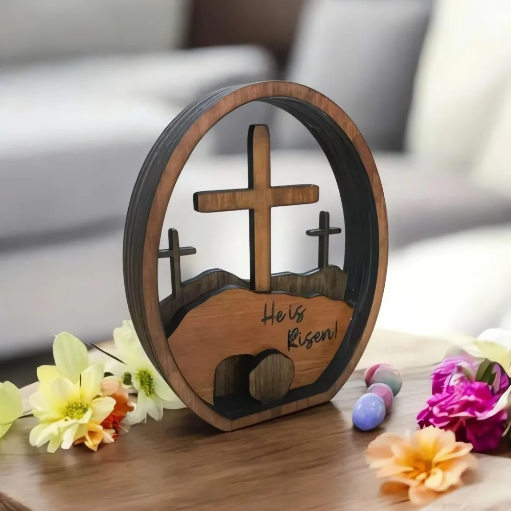 Carved Easter Cross Egg Ornaments Handcrafted Decorative Crossing Jesus Tomb Decor Multi-Layer Easter Jesus Sign Room Decoration
Carved Easter Cross Egg Ornaments Handcrafted Decorative Crossing Jesus Tomb Decor Multi-Layer Easter Jesus Sign Room Decoration