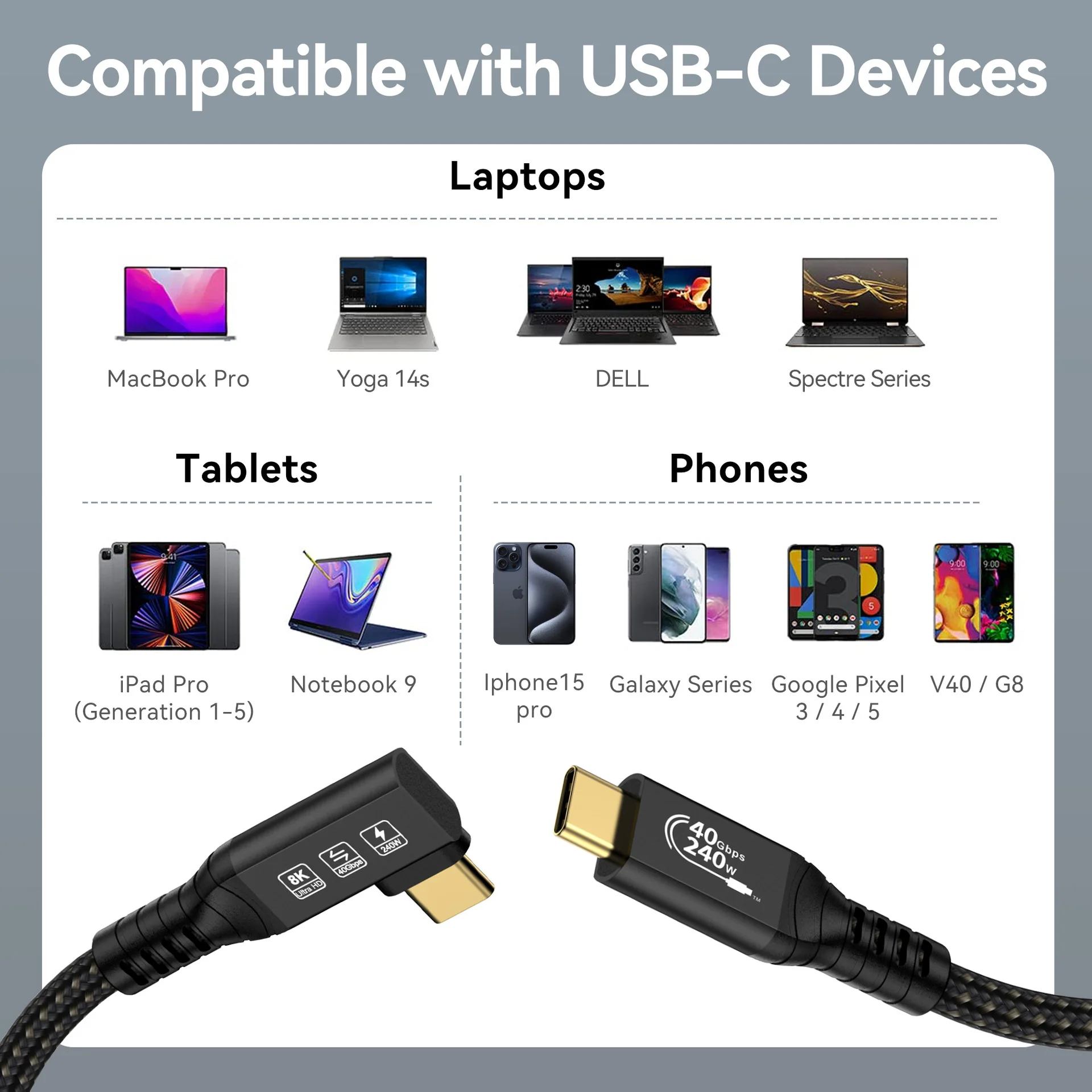 PD 240W Fast Charging Data Cable 8K/6K 60Hz USB4.0 Gen3 USB C To USB C Cable 40Gbps Data Transfer for MacBook Pro Switch Galaxy
PD 240W Fast Charging Data Cable 8K/6K 60Hz USB4.0 Gen3 USB C To USB C Cable 40Gbps Data Transfer for MacBook Pro Switch Galaxy