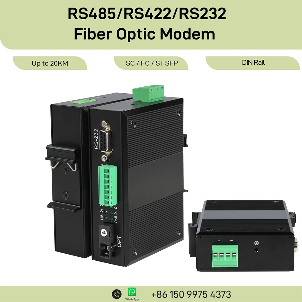 RS485 RS422 RS232 Fiber Optic Converter Industrial DIN Rail Wall Mount SC FC ST Single Mode 20KM Serial Transmission
RS485 RS422 RS232 Fiber Optic Converter Industrial DIN Rail Wall Mount SC FC ST Single Mode 20KM Serial Transmission
