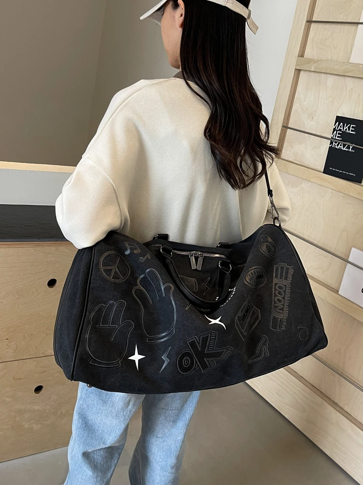 Large Capaci Canvas Travel Bag Fitn Sports Women's Handbag Retro Print Men's Travel Storage Single oulder Slant Bag 
Large Capaci Canvas Travel Bag Fitn Sports Women's Handbag Retro Print Men's Travel Storage Single oulder Slant Bag