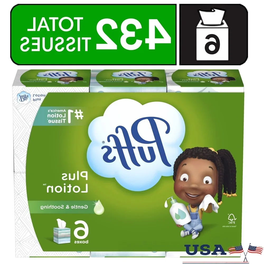Plus Lotion Facial Tissue 6 Mega Cubes 432 Tissues Soothing Moisture 2-Ply Gentle on Sensitive Skin Unscented Adults Kids
Plus Lotion Facial Tissue 6 Mega Cubes 432 Tissues Soothing Moisture 2-Ply Gentle on Sensitive Skin Unscented Adults Kids