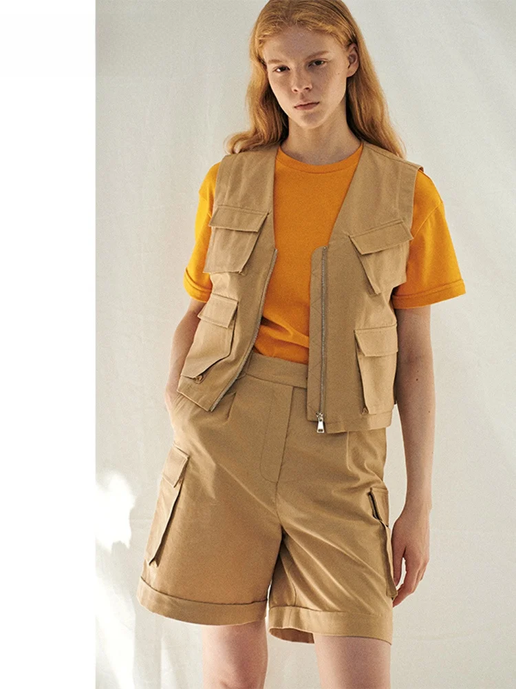 Khaki Casual Loose orts Independent Workwear Sle High Waist Zipper Cotton Neutral G Commute Faion Element
Khaki Casual Loose orts Independent Workwear Sle High Waist Zipper Cotton Neutral G Commute Faion Element