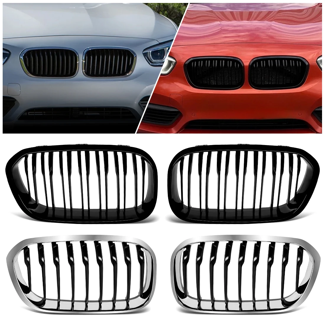 2 шт. передние решетки радиатора (ноздри) для BMW 1 серии F20 F21 2015-2019, замена, двойные ламели, глянцевый черный цвет
2 шт. передние решетки радиатора (ноздри) для BMW 1 серии F20 F21 2015-2019, замена, двойные ламели, глянцевый черный цвет