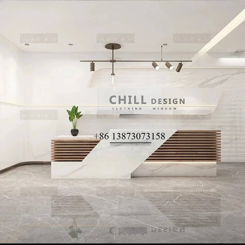 Reception desk Simple modern paint bar counter Company clothing store checkout page counter9344
Reception desk Simple modern paint bar counter Company clothing store checkout page counter9344