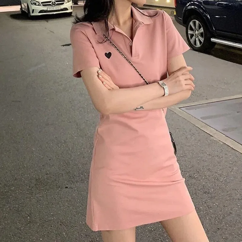 Women's Clothing Solid Color Casual Polo-Neck Dresses Summer Korean Fashion Embroidery Spliced Female Short Sleeve Dress Female
Women's Clothing Solid Color Casual Polo-Neck Dresses Summer Korean Fashion Embroidery Spliced Female Short Sleeve Dress Female