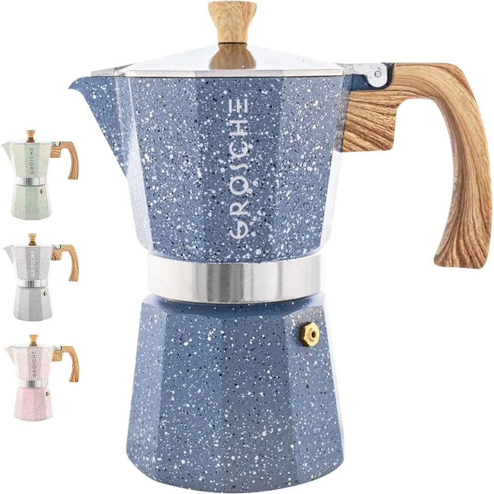 Stainless Espresso Maker, 9-Cup Stovetop Coffee Pot, Indigo
Stainless Espresso Maker, 9-Cup Stovetop Coffee Pot, Indigo