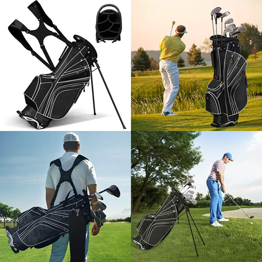 Golf Stand Bag with 6 Way Top Dividers, Lightweight Golf Bag with Adjustable Dual Strap 8 Pockets, Waterproof Rain Hood, Portab
Golf Stand Bag with 6 Way Top Dividers, Lightweight Golf Bag with Adjustable Dual Strap 8 Pockets, Waterproof Rain Hood, Portab