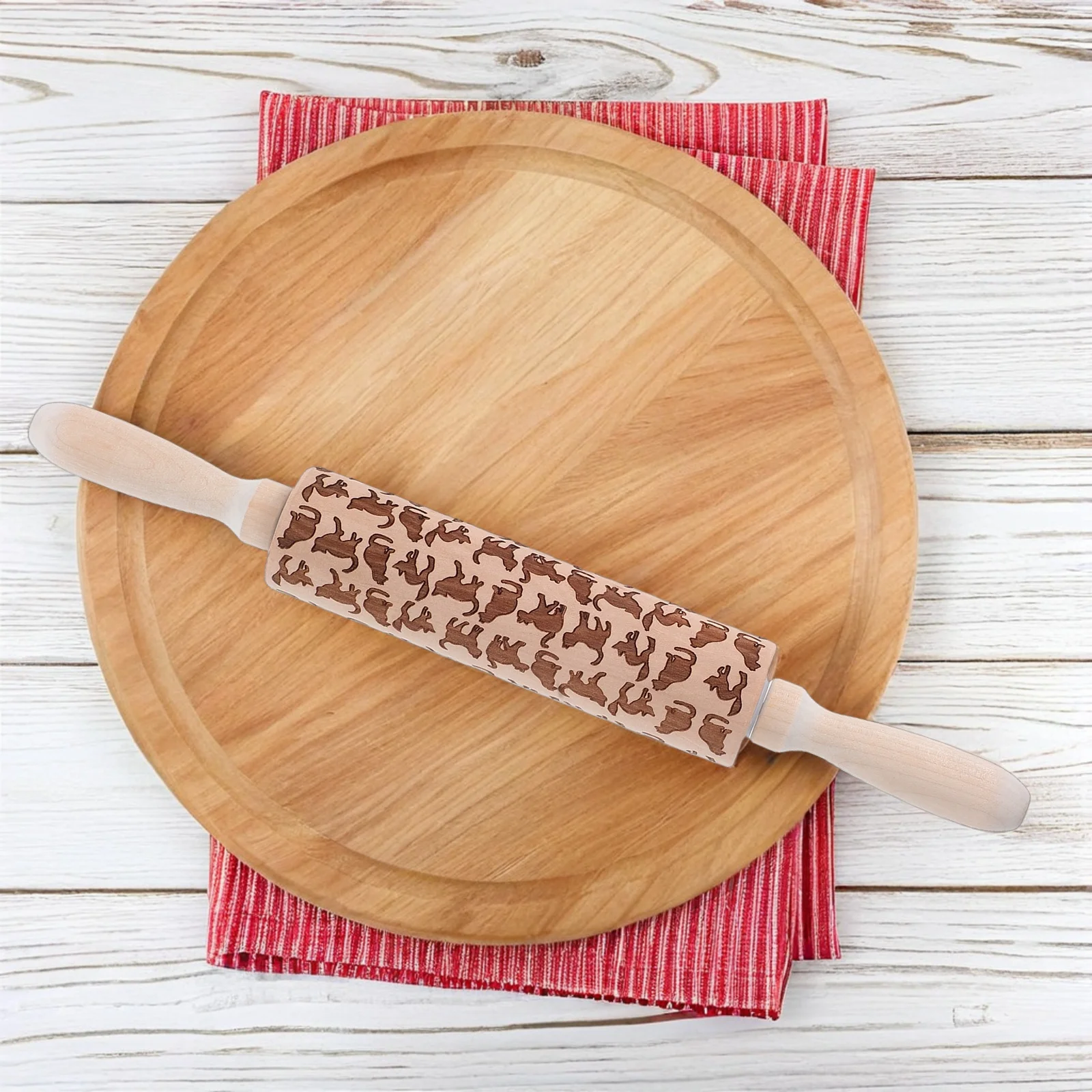 Wooden Rolling Pin Cat Pattern Embossing Baking Tool Home Kitchen Use Non-Slip Handle For Pastry Dough Pizza Fondant
Wooden Rolling Pin Cat Pattern Embossing Baking Tool Home Kitchen Use Non-Slip Handle For Pastry Dough Pizza Fondant